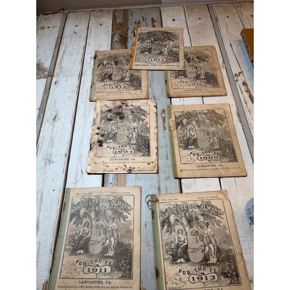 Antique Agricultural Almanac Lot (Lot of 7 years early 1900s) John Baer's Sons